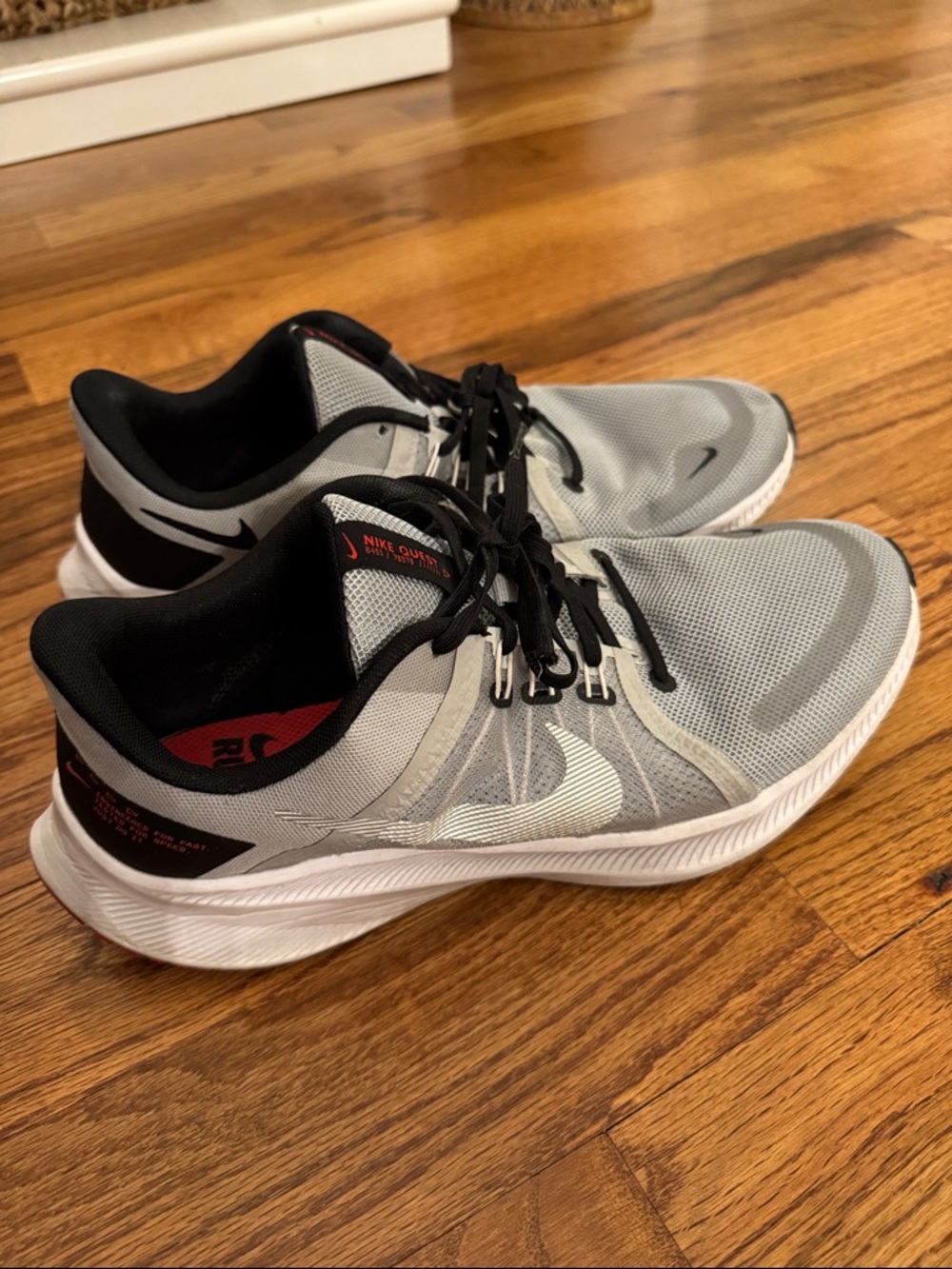 Nike Quest Men’s Gray, Black and White Athletic Running Shoes